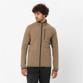 Salomon Essential Lightwarm Kahve Bej Tam Fermuar Erkek Polar