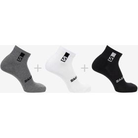 Salomon Everyday Ankle 3 Adet Gri Beyaz Siyah Çorap