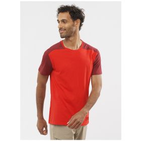 Salomon LC1716000 Essential Colorbloc Bisiklet Yaka Düz Kırmızı Erkek T-shirt