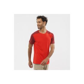 Salomon LC1716000 Essential Colorbloc Bisiklet Yaka Düz Kırmızı Erkek T-shirt