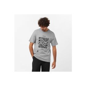 Salomon LC2219000 Running Graphic SS Tee M Gri Erkek T-shirt