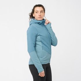 Salomon Outline Warm Hybrid Mavi Tam Fermuar Kadın Polar