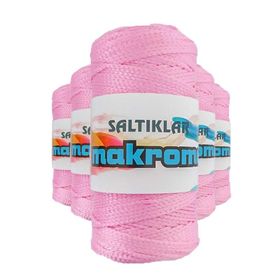 Saltıklar 1545 Pembe 100 gr 5 Adet Polyester Makrome İpi