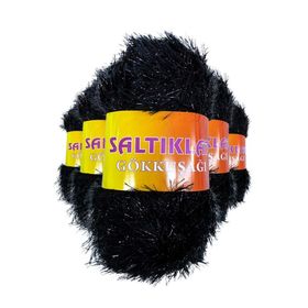 Saltıklar 5 Adet Siyah Gökkuşağı El Örgü İpi Yünü
