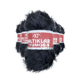 Saltıklar 5 Adet Siyah Yumoş Sakallı El Örgü İpi Yünü