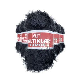 Saltıklar 5 Adet Siyah Yumoş Sakallı El Örgü İpi Yünü