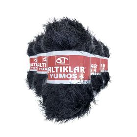 Saltıklar 5 Adet Siyah Yumoş Sakallı El Örgü İpi Yünü