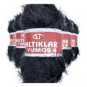 Saltıklar 5 Adet Siyah Yumoş Sakallı El Örgü İpi Yünü