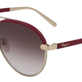 Salvatore Ferragamo SF 229SL 744 Metal Altın Çerçeve Kahverengi Cam 59 Kadın Güneş Gözlüğü