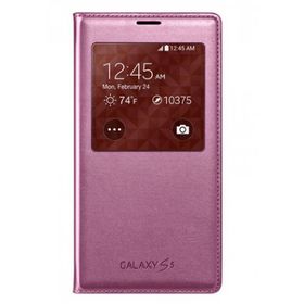 Samsung EF-CG900BPEGWW S5 Noktalı Pembe S-View Kılıf