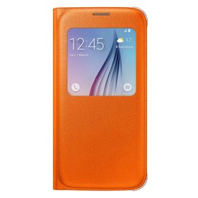 Samsung EF-CG920PW Galaxy S6 Orjinal S-View Cover Deri Görünümlü Cep Telefonu Kılıf
