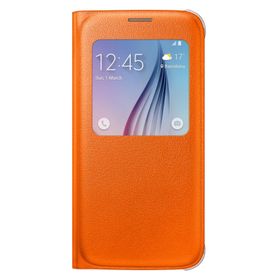 Samsung EF-CG920PW Galaxy S6 Orjinal S-View Cover Deri Görünümlü Cep Telefonu Kılıf