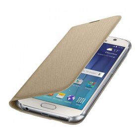 Samsung EF-WG920BFEGWW Galaxy S6 Kartlıklı Tekstil Altın Cep Telefonu Kılıfı
