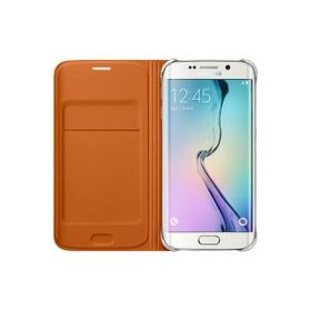 Samsung EF-WG925POEGWW S6 Edge Deri Turuncu Kartlıklı Kılıf