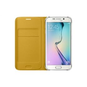 Samsung EF-WG925PYEGWW S6 Edge Deri Sarı Kartlıklı Kılıf