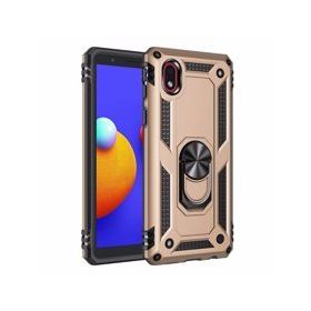 Samsung Galaxy A01 Core Sofya Yüzüklü Silikon Kapak Gold Kılıf