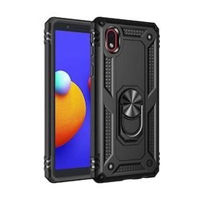 Samsung Galaxy A01 Core Sofya Yüzüklü Silikon Kapak Siyah Kılıf