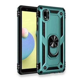 Samsung Galaxy A01 Core Sofya Yüzüklü Silikon Kapak Yeşil Kılıf