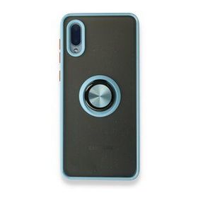 Samsung Galaxy A02 Montreal Yüzüklü Silikon Kapak Buz Mavi Kılıf