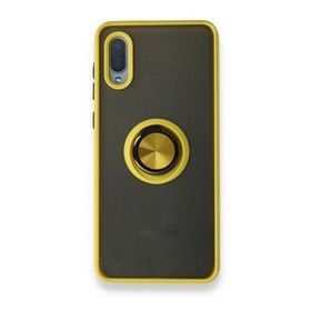 Samsung Galaxy A02 Montreal Yüzüklü Silikon Kapak Sarı Kılıf