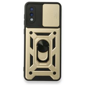 Samsung Galaxy A02 Pars Lens Yüzüklü Silikon Gold Kılıf