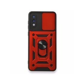 Samsung Galaxy A02 Pars Lens Yüzüklü Silikon Kırmızı Kılıf