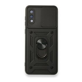 Samsung Galaxy A02 Pars Lens Yüzüklü Silikon Siyah Kılıf