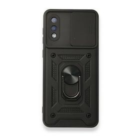 Samsung Galaxy A02 Pars Lens Yüzüklü Silikon Siyah Kılıf