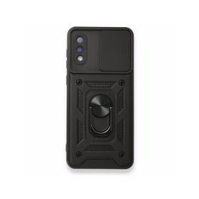 Samsung Galaxy A02 Pars Lens Yüzüklü Silikon Siyah Kılıf