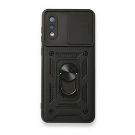 Samsung Galaxy A02 Pars Lens Yüzüklü Silikon Siyah Kılıf