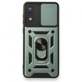 Samsung Galaxy A02 Pars Lens Yüzüklü Silikon Yeşil Kılıf