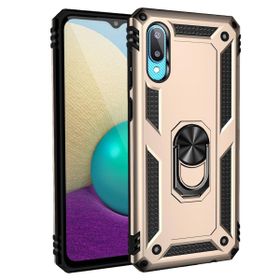 Samsung Galaxy A02 Sofya Yüzüklü Silikon Kapak Gold Kılıf