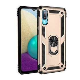 Samsung Galaxy A02 Sofya Yüzüklü Silikon Kapak Gold Kılıf
