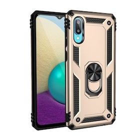 Samsung Galaxy A02 Sofya Yüzüklü Silikon Kapak Gold Kılıf