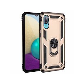 Samsung Galaxy A02 Sofya Yüzüklü Silikon Kapak Gold Kılıf
