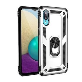 Samsung Galaxy A02 Sofya Yüzüklü Silikon Kapak Gümüş Kılıf