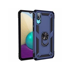 Samsung Galaxy A02 Sofya Yüzüklü Silikon Kapak Lacivert Kılıf