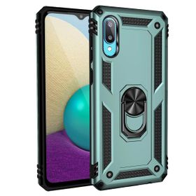 Samsung Galaxy A02 Sofya Yüzüklü Silikon Kapak Yeşil Kılıf