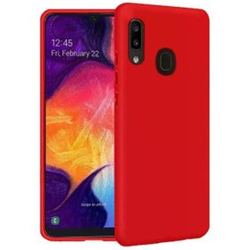 Samsung Galaxy A20 İçi Kadife Kırmızı Uyumlu Silikon Kılıf
