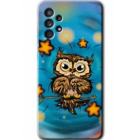 Samsung Galaxy A32 4G HD Desen Baskılı Arka Kapak - Owl Bird Stars Kılıf