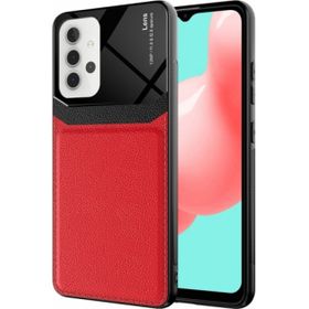 Samsung Galaxy A32 Kılıf Deri Görünümlü Emiks Kapak - Kırmızı