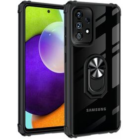 Samsung Galaxy A32 Kılıf Standlı Arkası Şeffaf Kenarları Airbag Kapak - Siyah