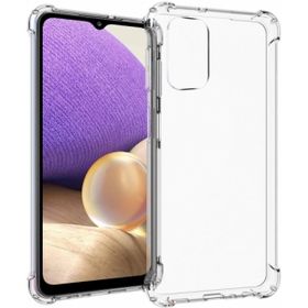 Samsung Galaxy A32 Kılıf Standlı Arkası Şeffaf Kenarları Airbag Kapak - Siyah