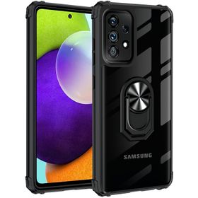 Samsung Galaxy A32 Kılıf Standlı Arkası Şeffaf Kenarları Airbag Kapak - Siyah