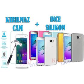 Samsung Galaxy A5 2016 Kılıf Şeffaf Silikon Kılıf Kırılmaz Cam