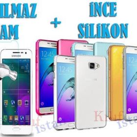 Samsung Galaxy A5 2016 Kılıf Şeffaf Silikon Kılıf Kırılmaz Cam