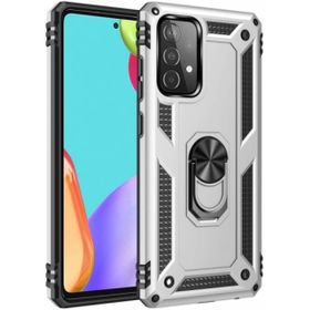 Samsung Galaxy A52s Zırhlı Standlı Mıknatıslı Tank Kapak Gümüş Kılıf