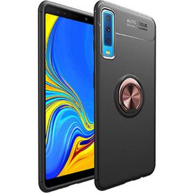 Samsung Galaxy A7 2018 Ravel Yüzüklü Standlı Kapak Uyumlu Silikon Kılıf