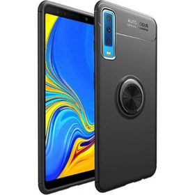 Samsung Galaxy A7 2018 Ravel Yüzüklü Standlı Kapak Uyumlu Silikon Kılıf
