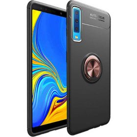 Samsung Galaxy A7 2018 Ravel Yüzüklü Standlı Kapak Uyumlu Silikon Kılıf